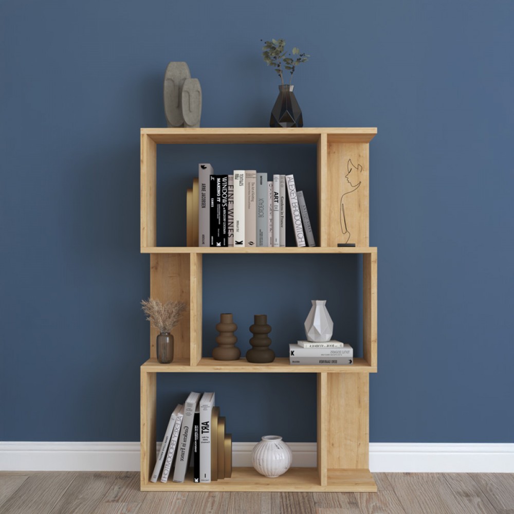 Βιβλιοθήκη Kadu pakoworld σε oak απόχρωση  72x22x108εκ
