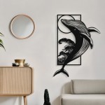 Διακοσμητικό τοίχου Whale pakooworld μαύρο μεταλλικό 38x1,5x50εκ