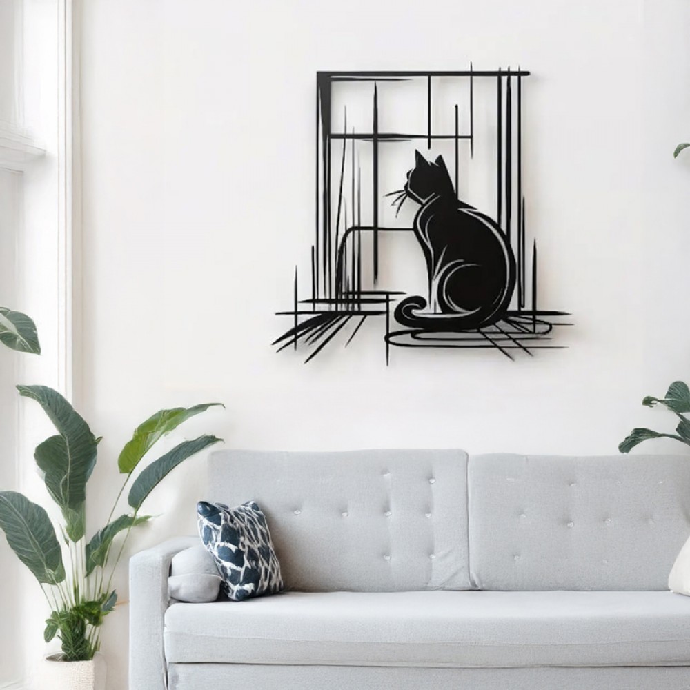 Διακοσμητικό τοίχου Caten pakooworld μαύρο μεταλλικό 50x1,5x50εκ