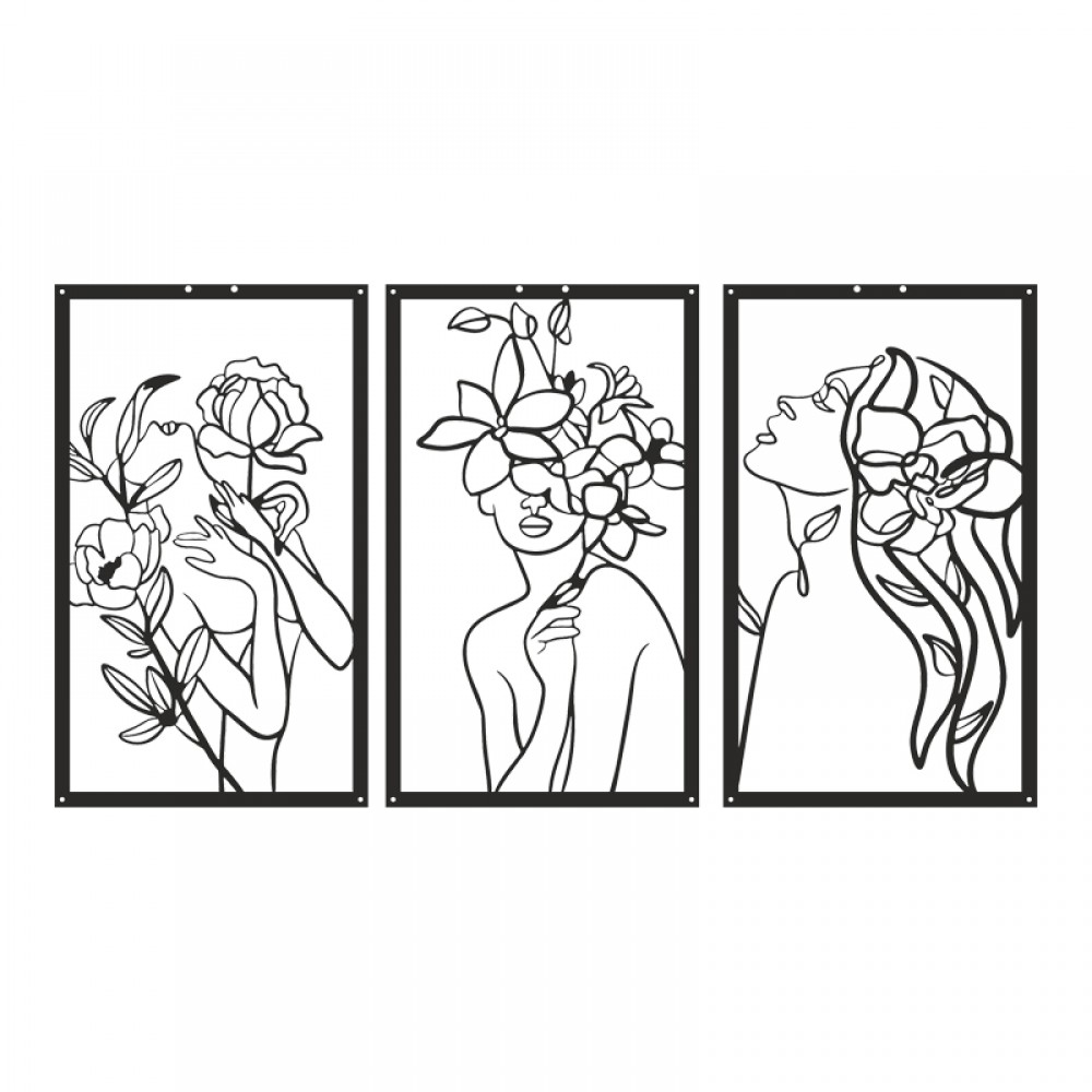Διακοσμητικό τοίχου Witho pakooworld σετ 3τεμ μαύρο μεταλλικό 30x1,5x50εκ