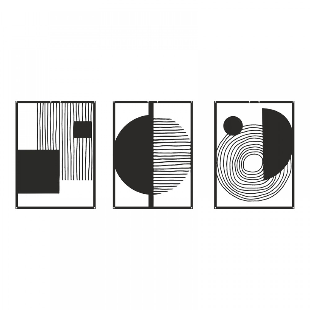 Διακοσμητικό τοίχου Harimia pakooworld σετ 3τεμ μαύρο μεταλλικό 37x1,5x50εκ