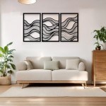 Διακοσμητικό τοίχου Ocena pakooworld σετ 3τεμ μαύρο μεταλλικό 30x1,5x50εκ