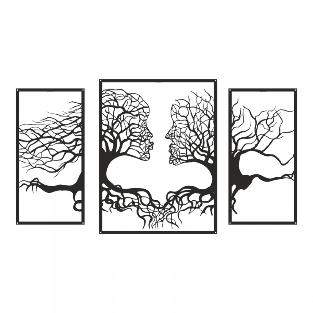 Διακοσμητικό τοίχου Connecto pakooworld σετ 3τεμ μαύρο μεταλλικό