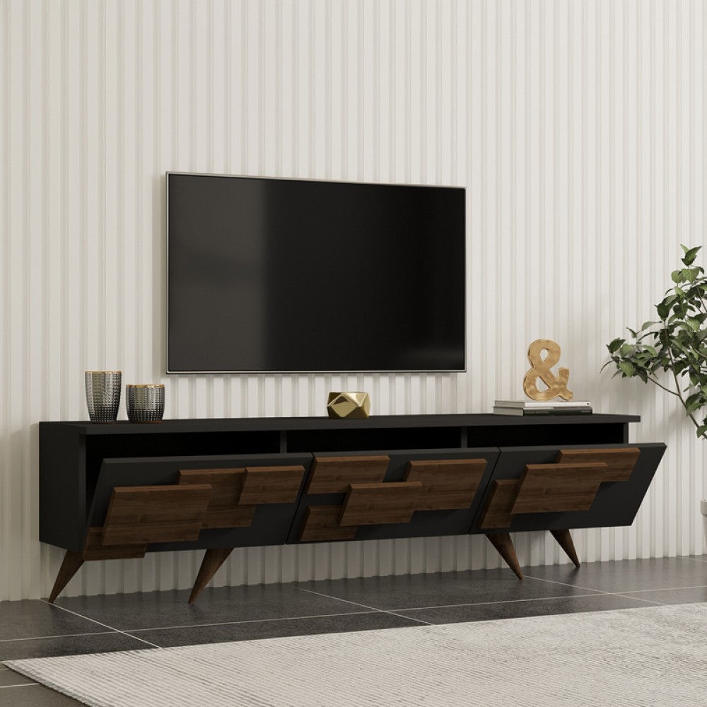 Έπιπλο τηλεόρασης Trida pakoworld καρυδί με ανθρακί 160x35x45εκ