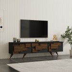 Έπιπλο τηλεόρασης Trida pakoworld καρυδί με ανθρακί 160x35x45εκ