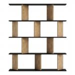 Βιβλιοθήκη Ratu pakoworld καρυδί με ανθρακί 120x24,6x141εκ