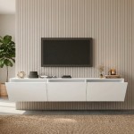 Έπιπλο τηλεόρασης επιτοίχιο Felita pakoworld λευκό 150x31,4x30εκ