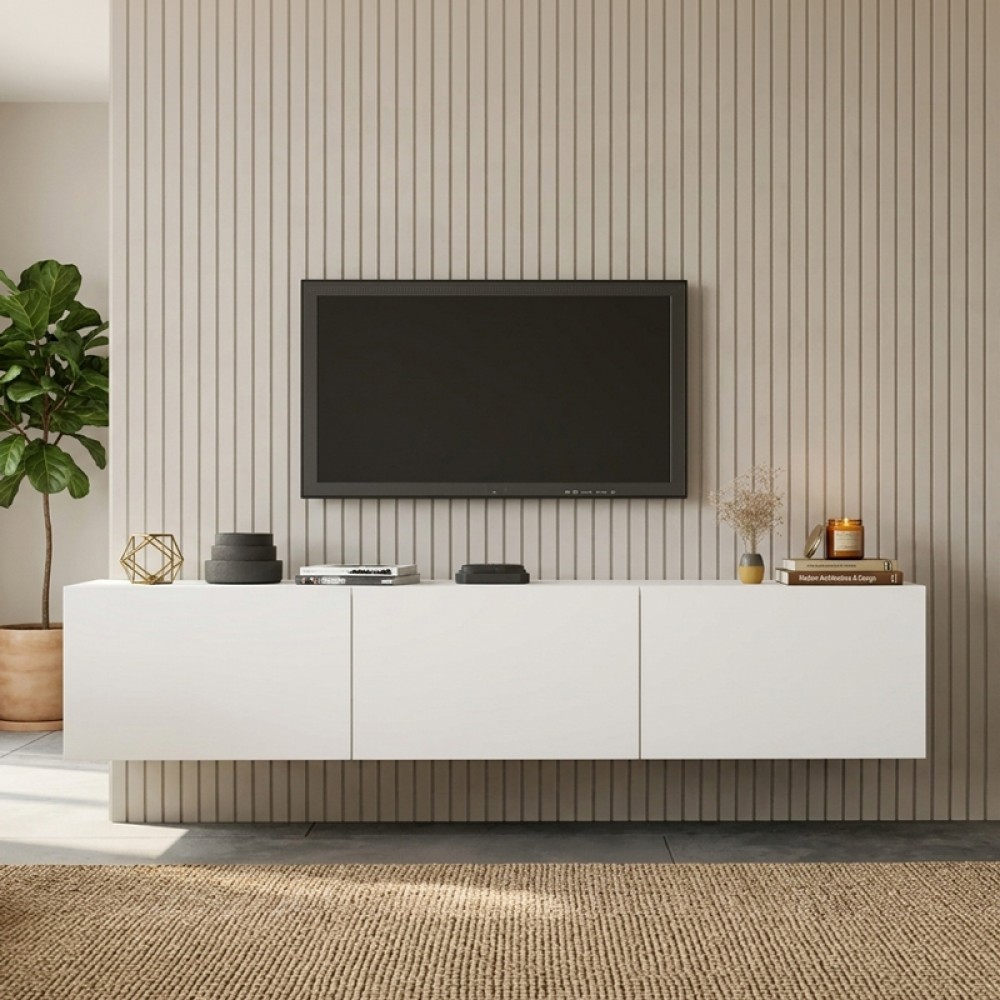 Έπιπλο τηλεόρασης επιτοίχιο Felita pakoworld λευκό 150x31,4x30εκ