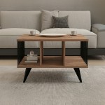 Τραπέζι σαλονιού Pena pakoworld sonoma με μαύρο 90x60x39,5εκ