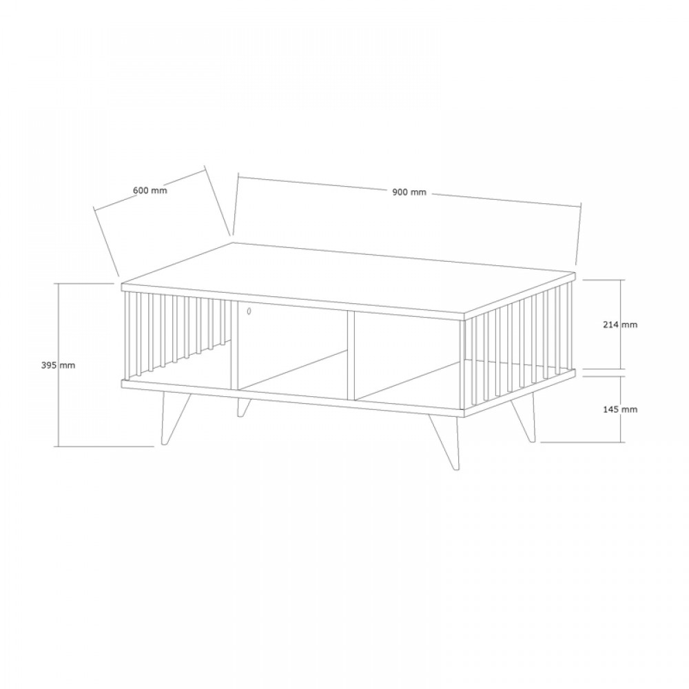 Τραπέζι σαλονιού Pena pakoworld sonoma με μαύρο 90x60x39,5εκ