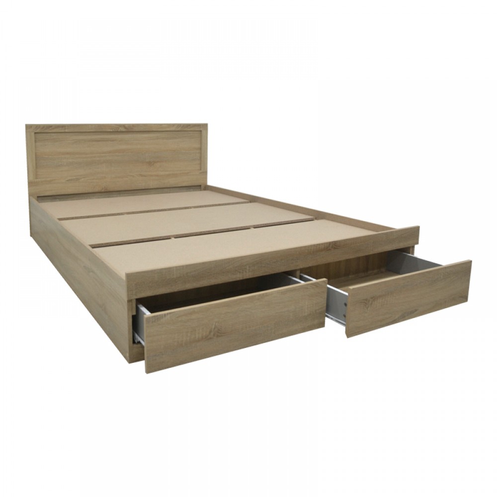 Κρεβάτι Olympus pakoworld με συρτάρι σε sonoma απόχρωση 150x200εκ