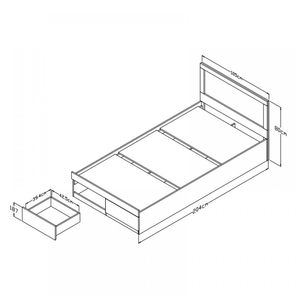 Κρεβάτι Olympus pakoworld με συρτάρι σε λευκή απόχρωση 100x200εκ