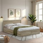 Κρεβάτι Olympus pakoworld με συρτάρι σε sonoma απόχρωση 160x200εκ