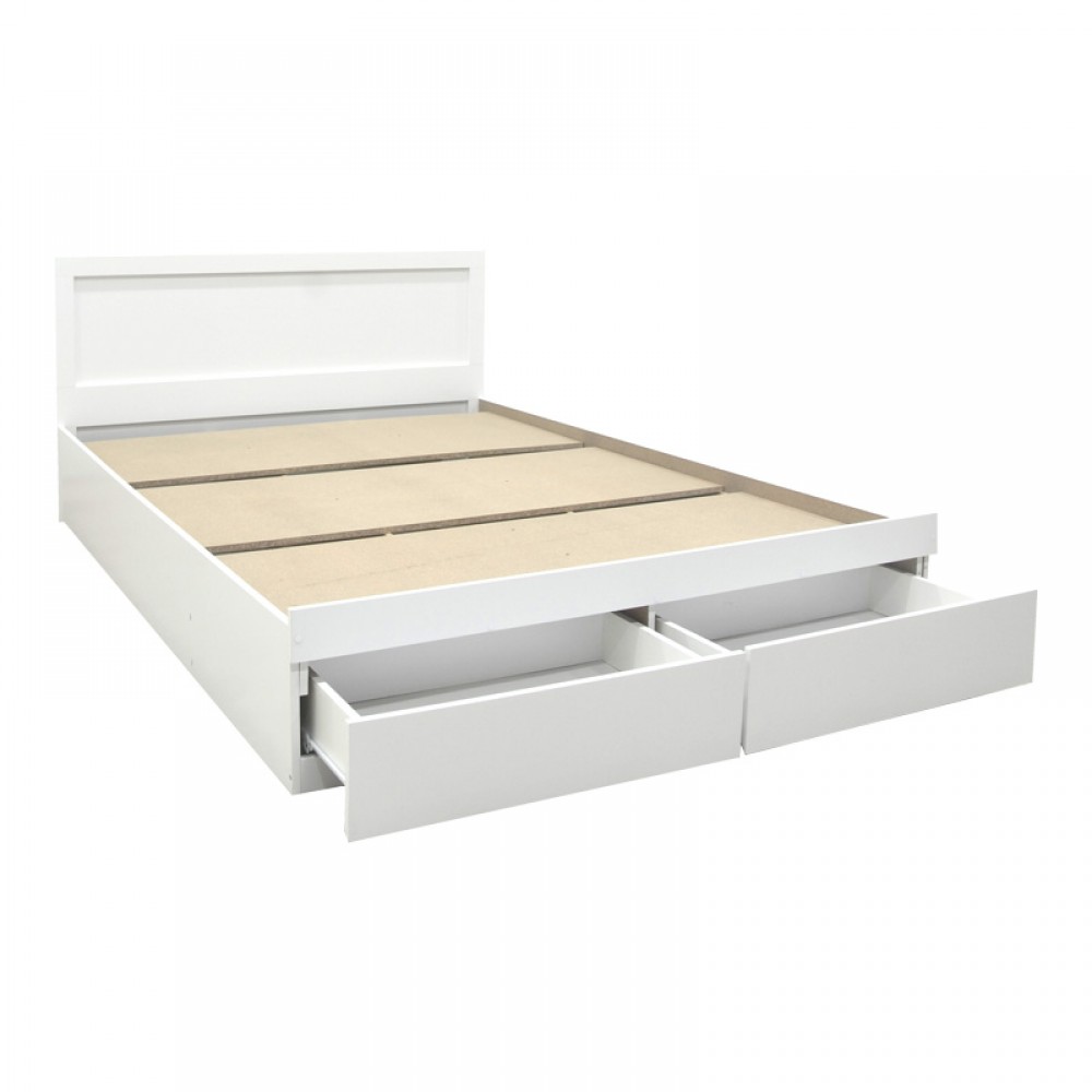 Κρεβάτι Olympus pakoworld με συρτάρι σε λευκή απόχρωση 140x200εκ