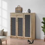 Παπουτσοθήκη-ντουλάπι Sante pakoworld 30 ζεύγων σε sonoma-ανθρακί απόχρωση 120x37x123εκ