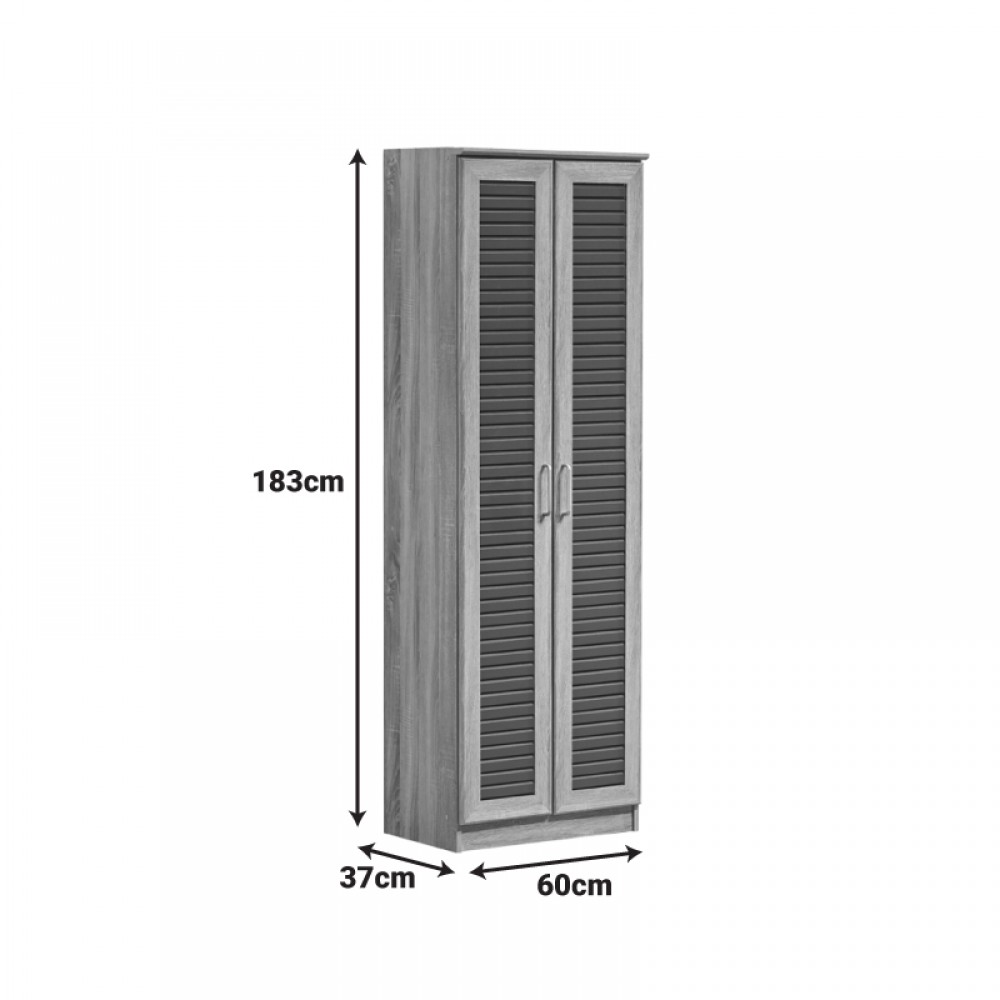 Παπουτσοθήκη-ντουλάπα SANTE pakoworld 21 ζεύγων σε sonoma-ανθρακί απόχρωση 60x37x183εκ