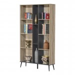 Βιβλιοθήκη Zezan pakoworld σε sonoma-ανθρακί απόχρωση 114x30x200.5εκ