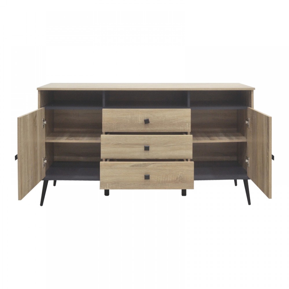 Μπουφές Zezan pakoworld σε sonoma-ανθρακί απόχρωση 140.5x41.5x80εκ