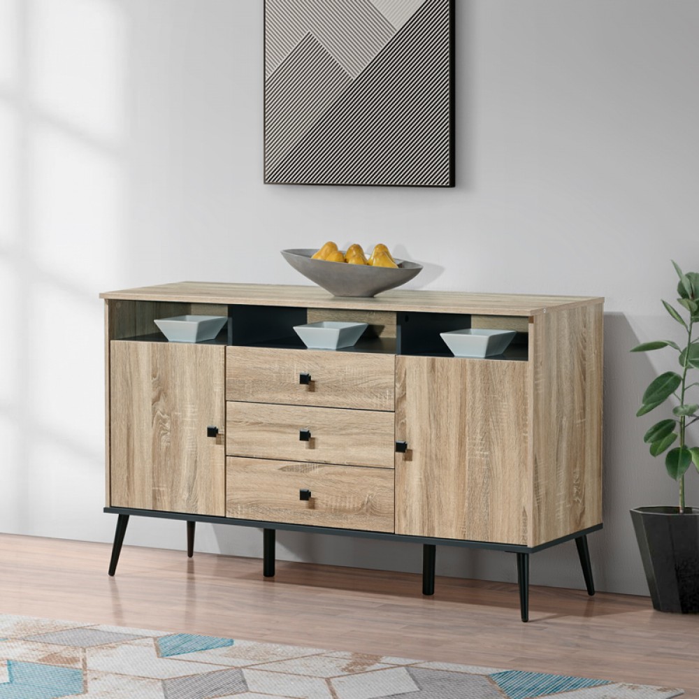 Μπουφές Zezan pakoworld σε sonoma-ανθρακί απόχρωση 140.5x41.5x80εκ