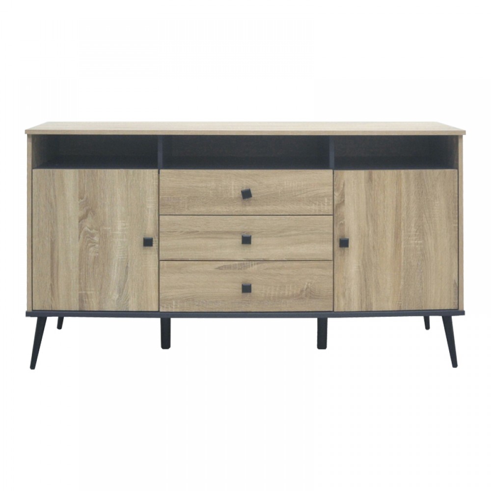 Μπουφές Zezan pakoworld σε sonoma-ανθρακί απόχρωση 140.5x41.5x80εκ