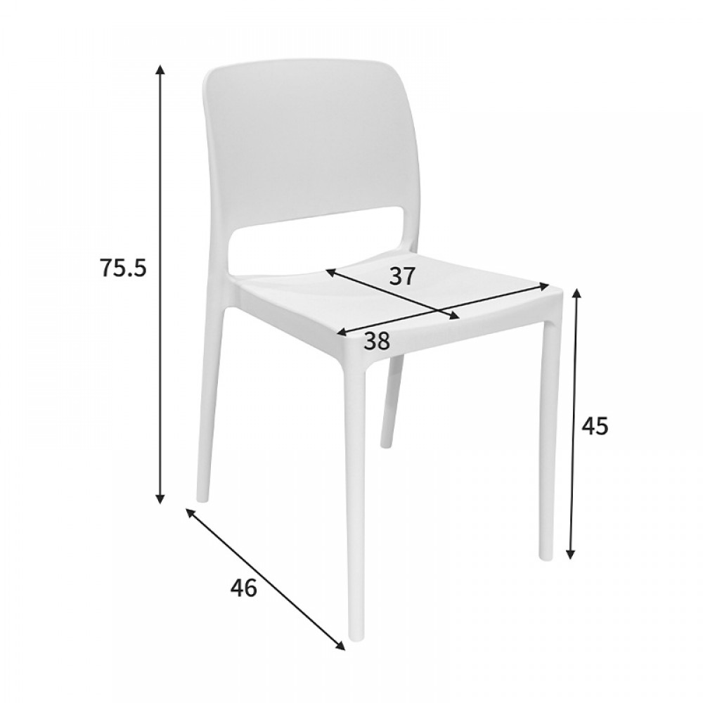 Καρέκλα Fenxy pakoworld pp σε λευκή απόχρωση 38x42x77εκ