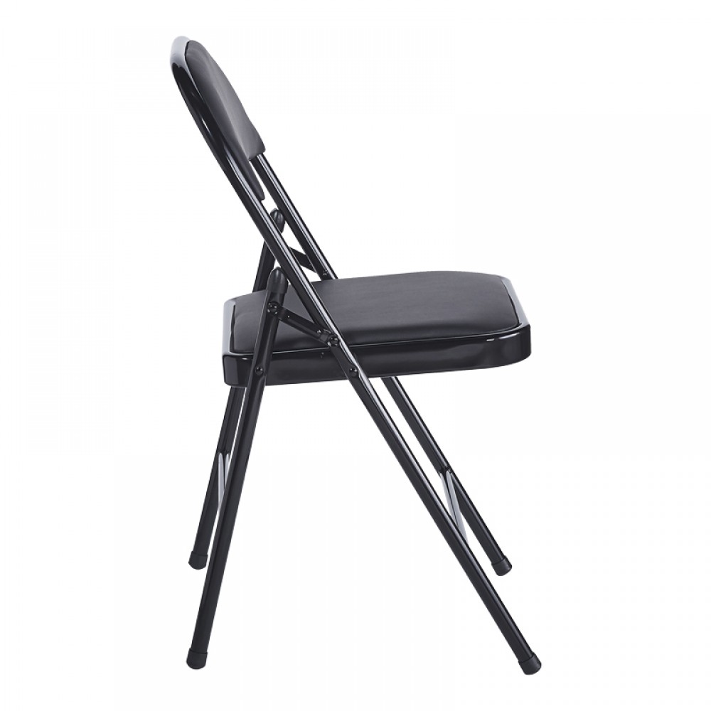 Καρέκλα Niro pakoworld πτυσσόμενη pu-μέταλλο σε μαύρη απόχρωση 46x46x79εκ