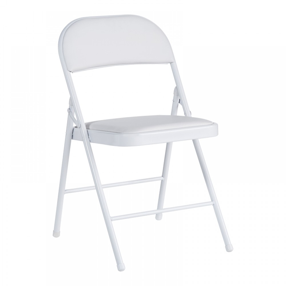 Καρέκλα Niro pakoworld πτυσσόμενη pu-μέταλλο σε λευκή απόχρωση 46x46x79εκ