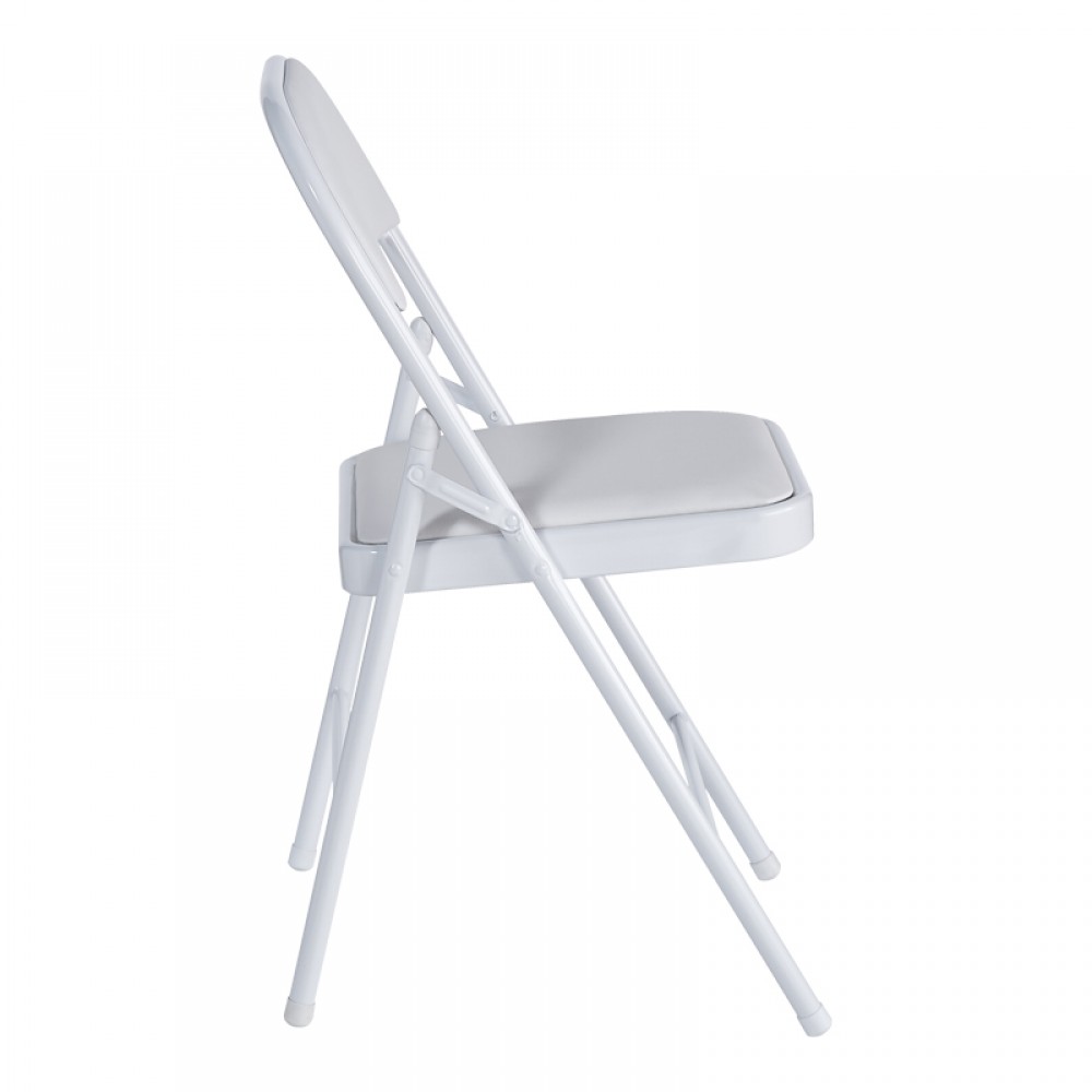 Καρέκλα Niro pakoworld πτυσσόμενη pu-μέταλλο σε λευκή απόχρωση 46x46x79εκ