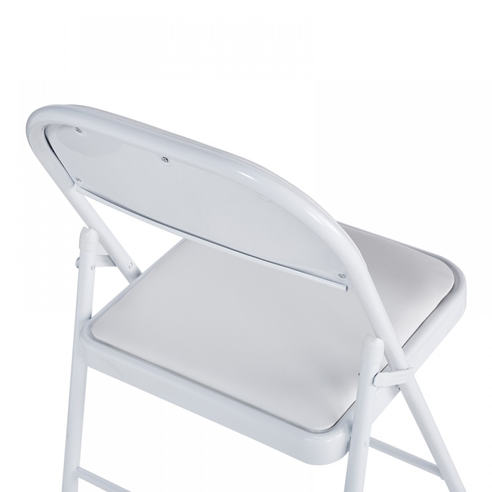 Καρέκλα Niro pakoworld πτυσσόμενη pu-μέταλλο σε λευκή απόχρωση 46x46x79εκ