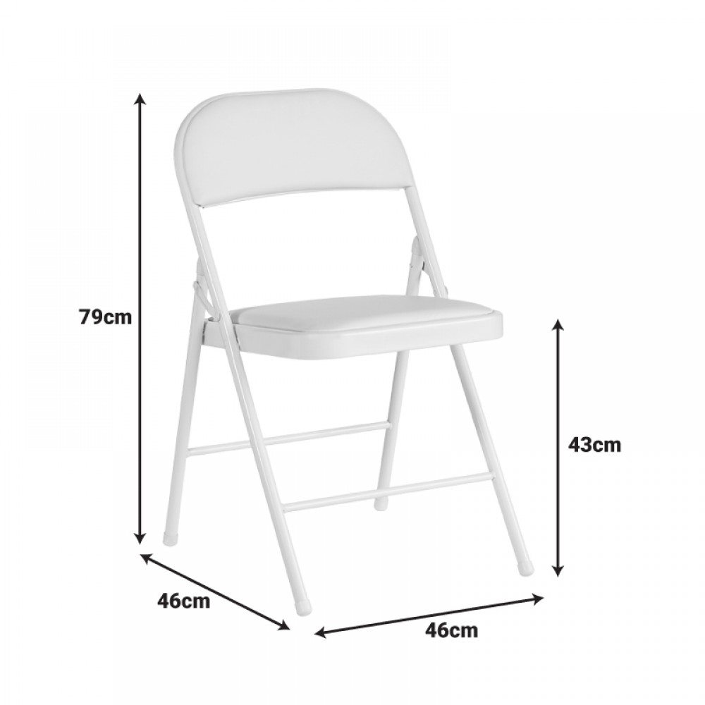Καρέκλα Niro pakoworld πτυσσόμενη pu-μέταλλο σε λευκή απόχρωση 46x46x79εκ
