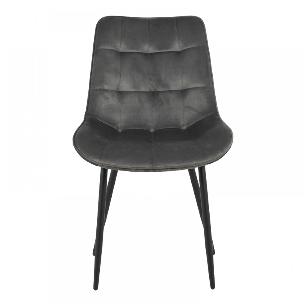 Καρέκλα Berne pakoworld βελούδο σε ανθρακί απόχρωση 53x62x84εκ