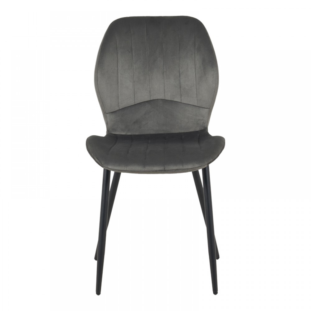 Καρέκλα Jelour pakoworld βελούδο σε ανθρακι απόχρωση 46.5x60x84εκ