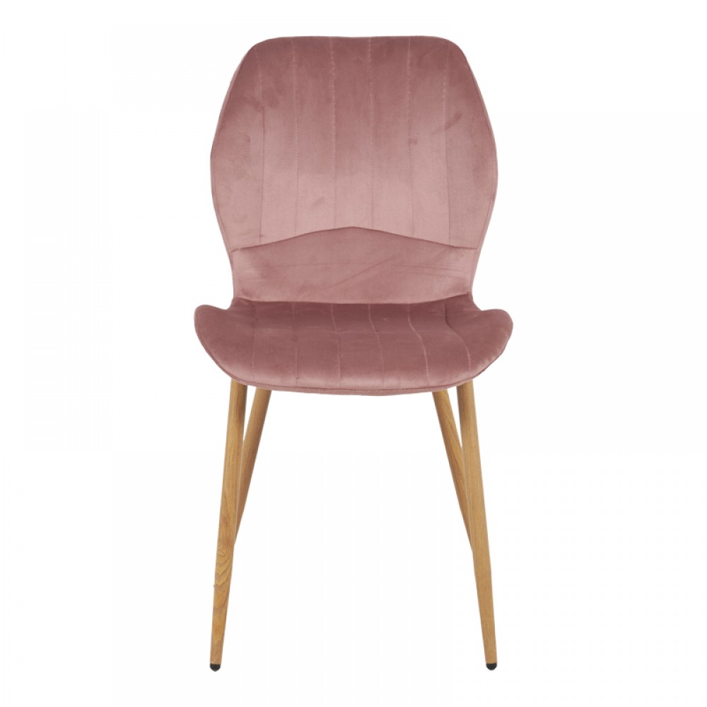 Καρέκλα Jelour pakoworld βελούδο σε σάπιο μήλο απόχρωση-πόδια φυσικά μεταλλικά 46.5x60x84εκ