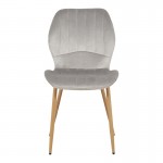 Καρέκλα Jelour pakoworld βελούδο σε γκρι απόχρωση-πόδια φυσικά μεταλλικά 46.5x60x84εκ