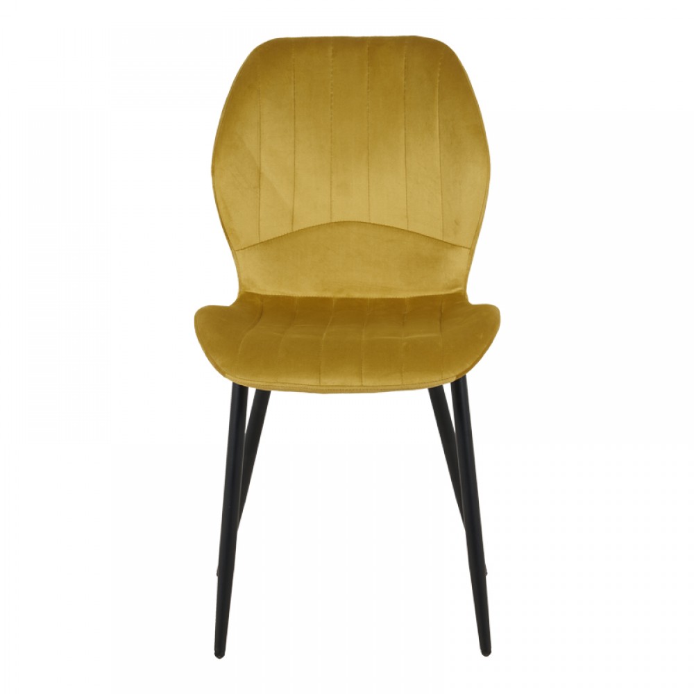 Καρέκλα Jelour pakoworld βελούδο σε κίτρινη απόχρωση 46.5x60x84εκ
