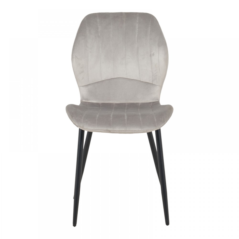 Καρέκλα Jelour pakoworld βελούδο σε γκρι απόχρωση-πόδια μαύρα μεταλλικά 46.5x60x84εκ