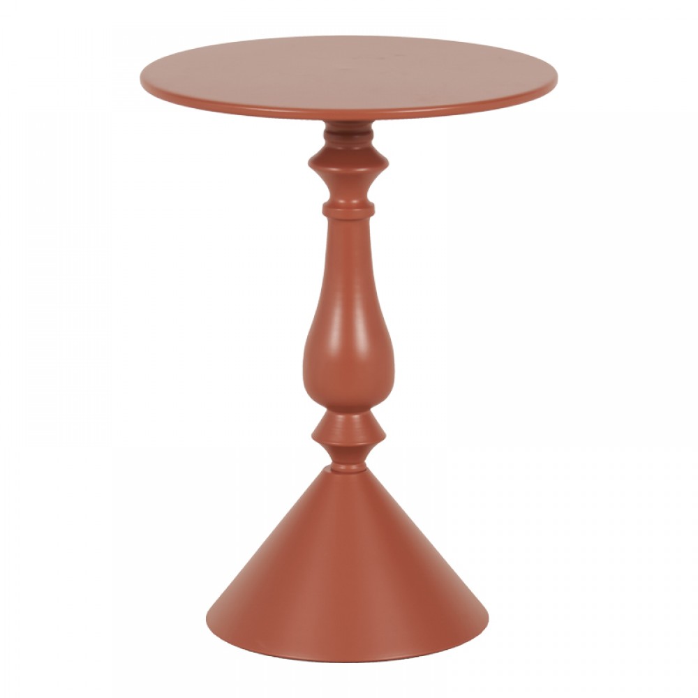 Βοηθητικό τραπέζι Lalou pakoworld μέταλλο σε απόχρωση terracotta Φ40x55εκ