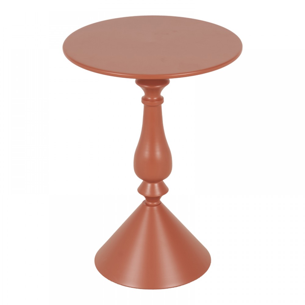 Βοηθητικό τραπέζι Lalou pakoworld μέταλλο σε απόχρωση terracotta Φ40x55εκ