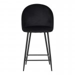 Σκαμπό μπαρ μεσαίου ύψους Perch pakoworld βελούδο σε μαύρη απόχρωση με μαύρα μεταλλικά πόδια 50x43x99εκ