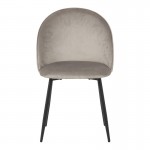 Καρέκλα Perch pakoworld βελούδο σε γκρι απόχρωση με μαύρα μεταλλικά πόδια 50x43x82εκ