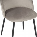 Καρέκλα Perch pakoworld βελούδο σε γκρι απόχρωση με μαύρα μεταλλικά πόδια 50x43x82εκ