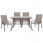 Τραπεζαρία Valor-Calan σετ 5τεμ pakoworld μέταλλο-textilene καφέ 110x60x70εκ