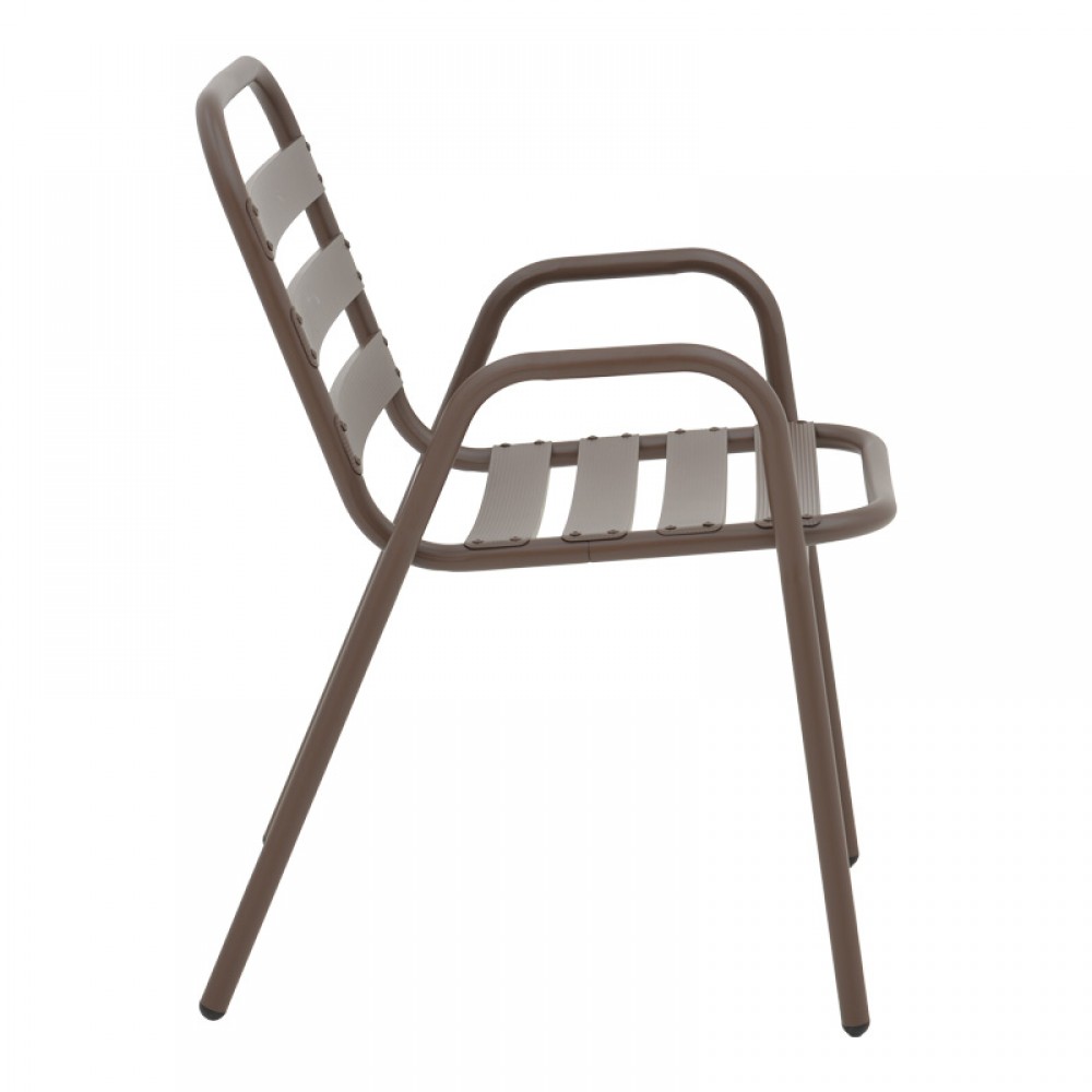 Τραπεζαρία Valor-Sussie pakoworld 5τεμ μέταλλο καφέ-γυαλί 110x60x70εκ