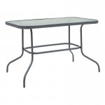 Τραπεζαρία Valor-Lindaria pakoworld σετ 5τεμ μέταλλο ανθρακί-γυαλί-pe rattan 110x60x70εκ