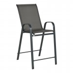 Σκαμπό μπαρ μεσαίου ύψους Calan pakoworld μέταλλο-textilene σε ανθρακί απόχρωση 55x70x114εκ