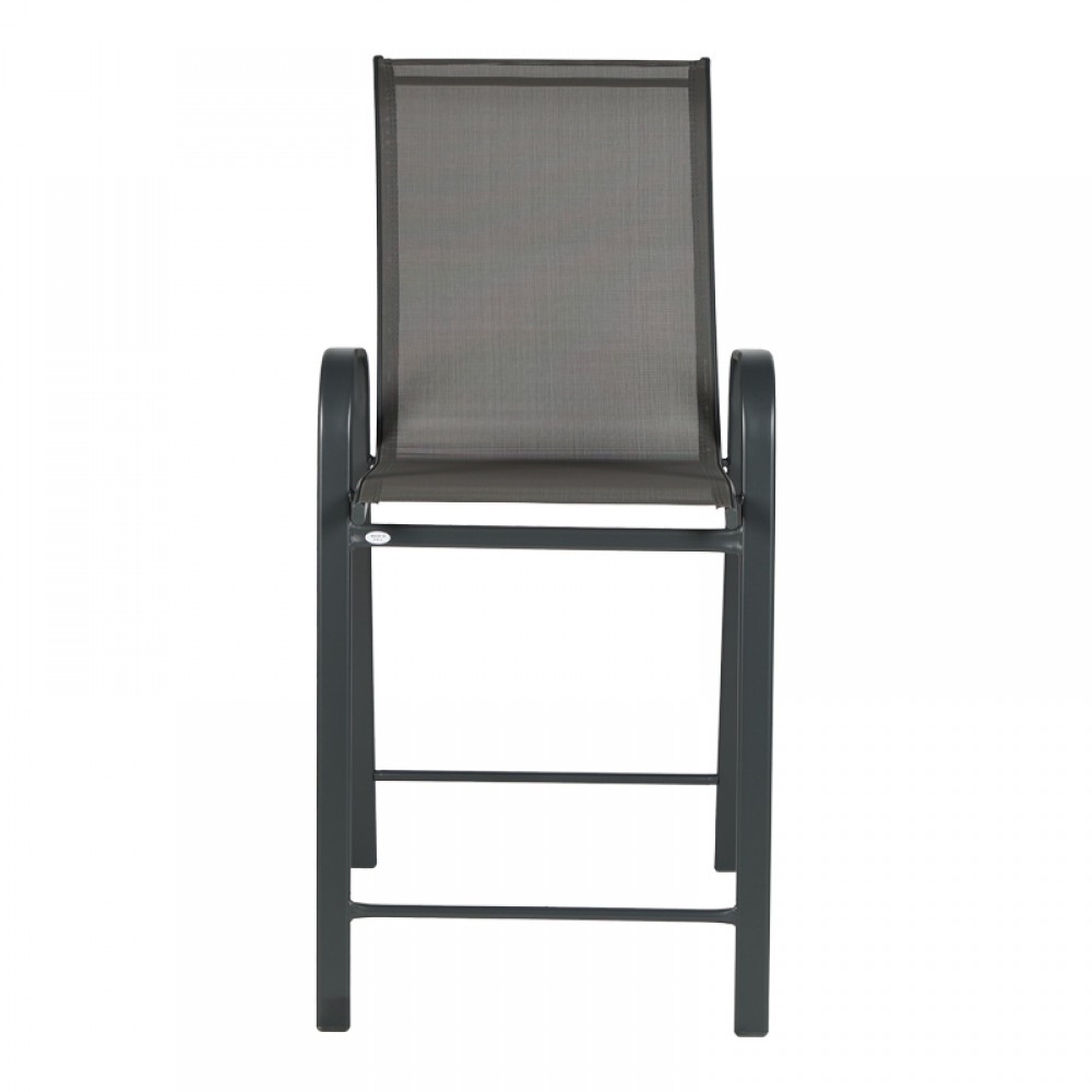 Σκαμπό μπαρ μεσαίου ύψους Calan pakoworld μέταλλο-textilene σε ανθρακί απόχρωση 55x70x114εκ