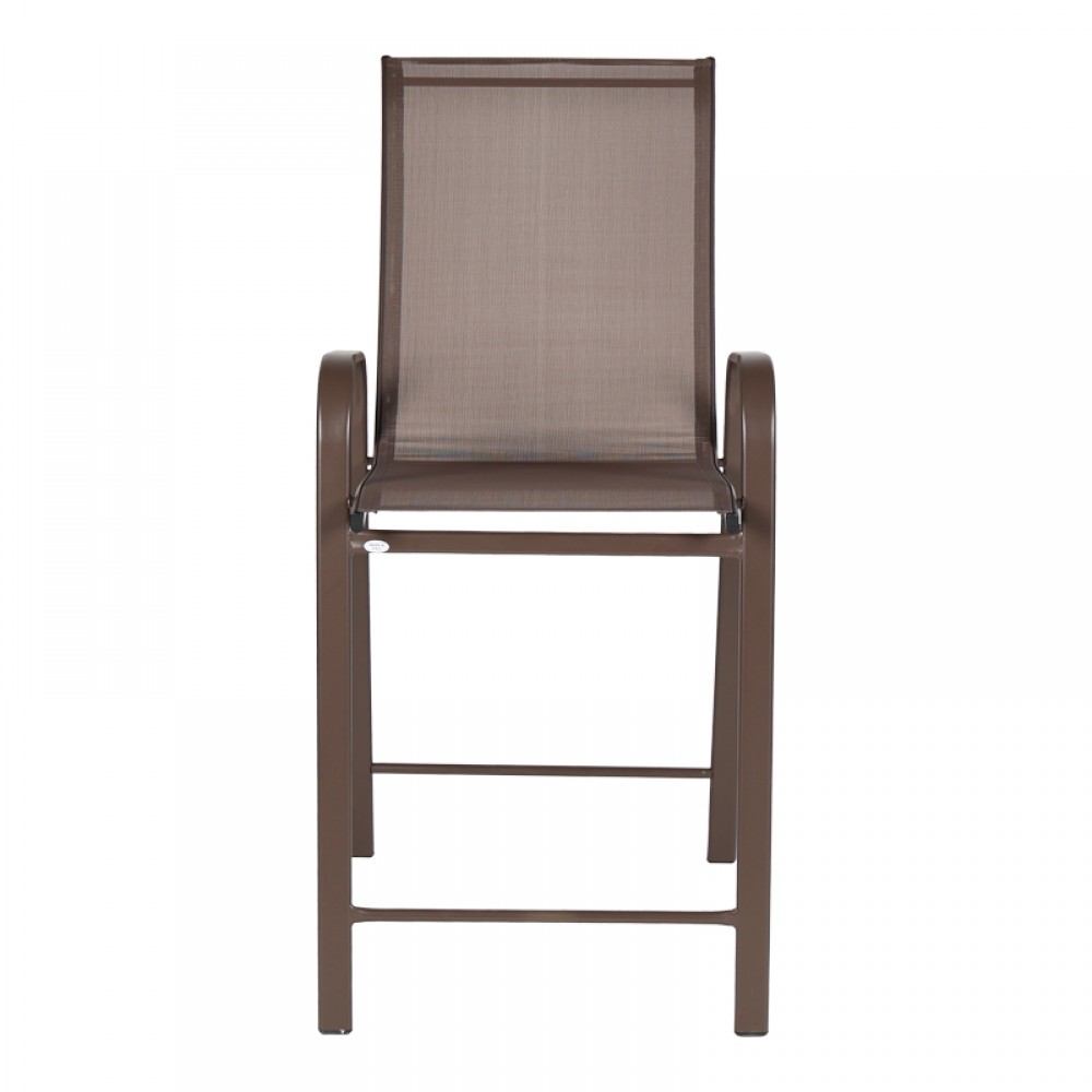 Σκαμπό μπαρ μεσαίου ύψους Calan pakoworld σκούρο καφέ μέταλλο-textilene σε καφέ απόχρωση 55x70x114εκ