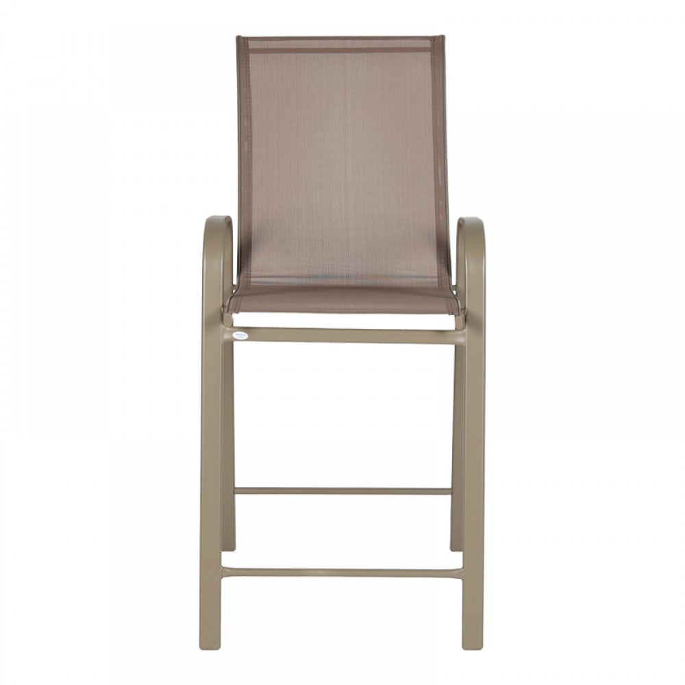 Σκαμπό μπαρ μεσαίου ύψους Calan pakoworld σαμπανιζέ μέταλλο-textilene σε ανοιχτή καφέ απόχρωση 55x70x114εκ