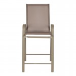 Σκαμπό μπαρ μεσαίου ύψους Calan pakoworld σαμπανιζέ μέταλλο-textilene σε ανοιχτή καφέ απόχρωση 55x70x114εκ