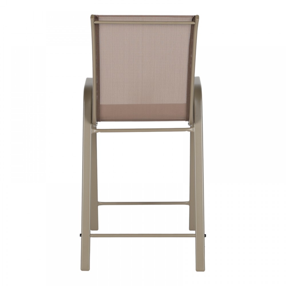Σκαμπό μπαρ μεσαίου ύψους Calan pakoworld σαμπανιζέ μέταλλο-textilene σε ανοιχτή καφέ απόχρωση 55x70x114εκ